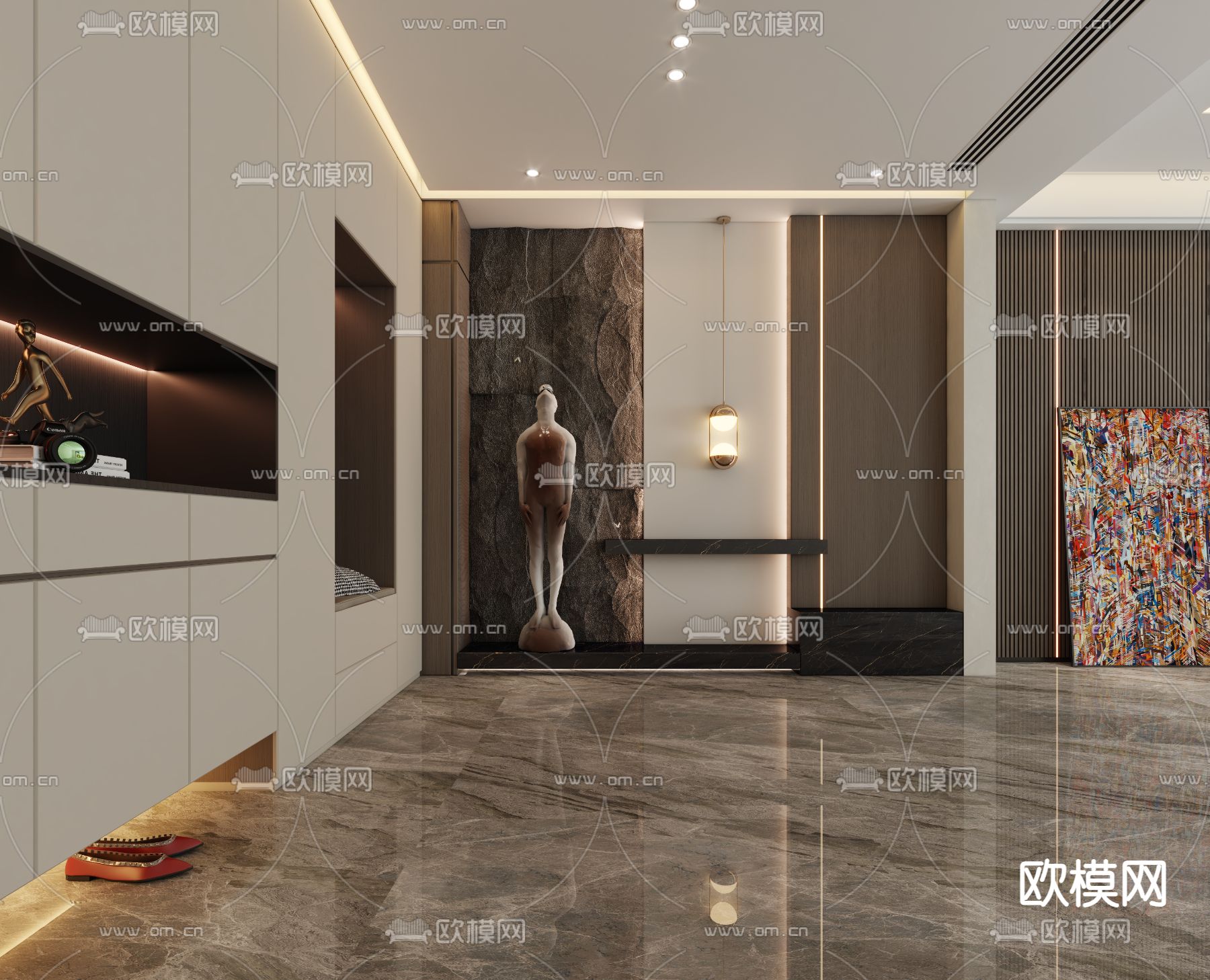 现代玄关柜 鞋柜3d模型下载