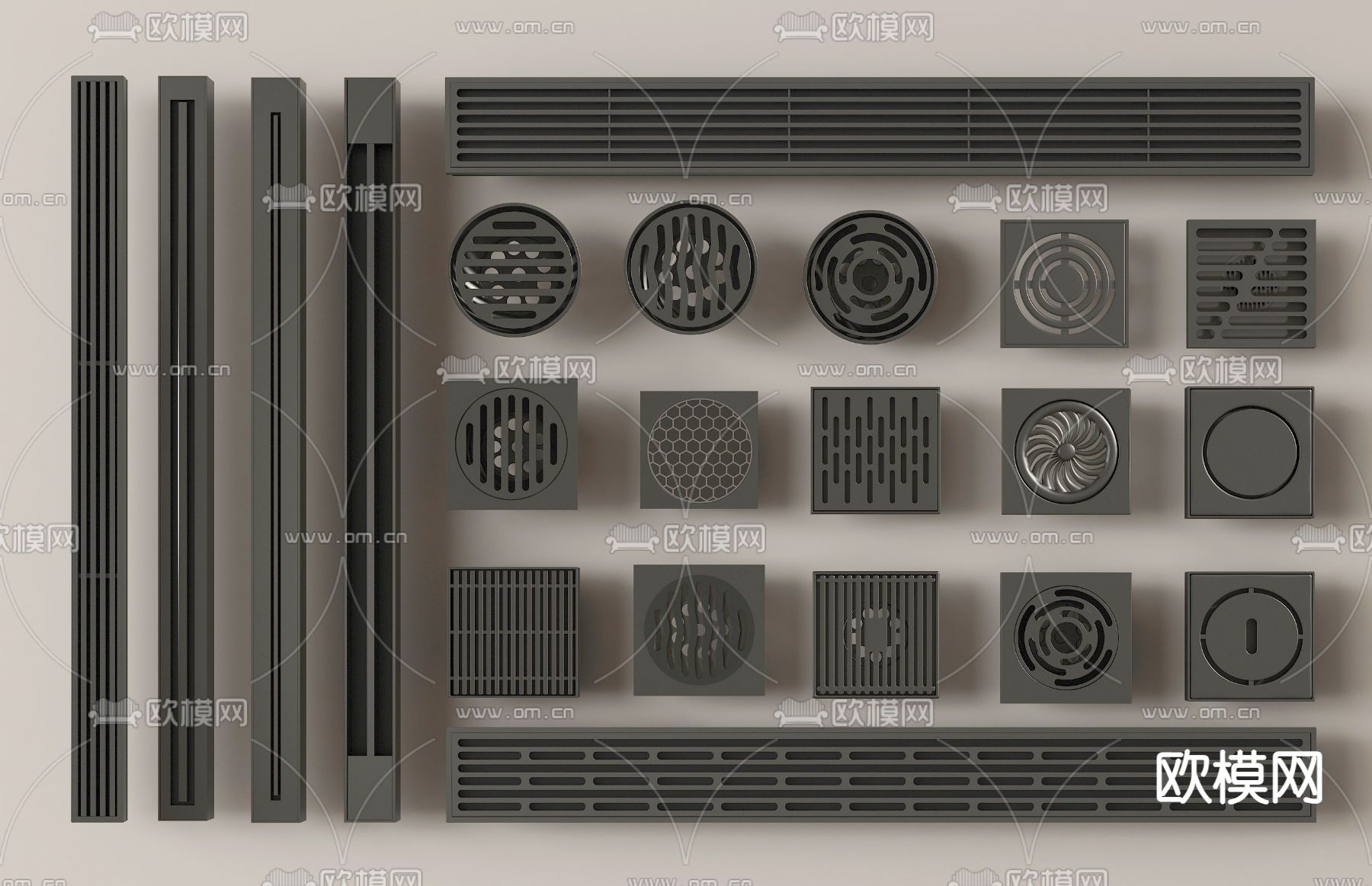 现代不锈钢地漏3d模型下载