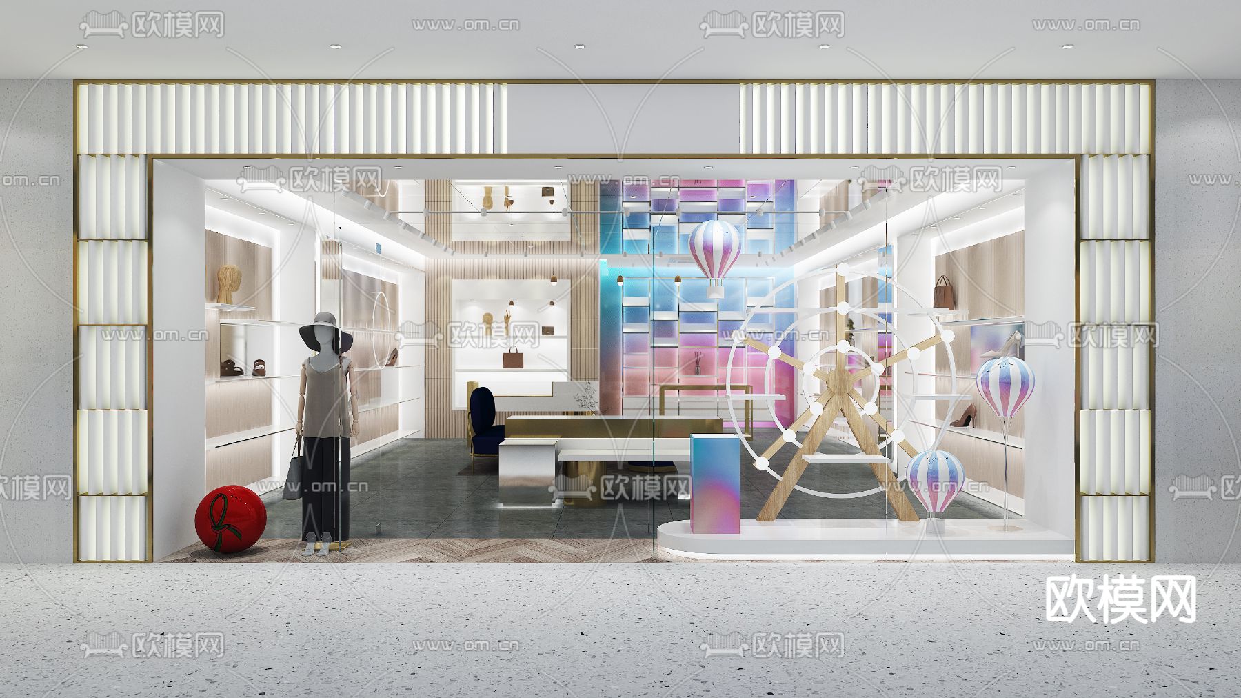 时尚新潮鞋店3d模型下载（渲染图1）