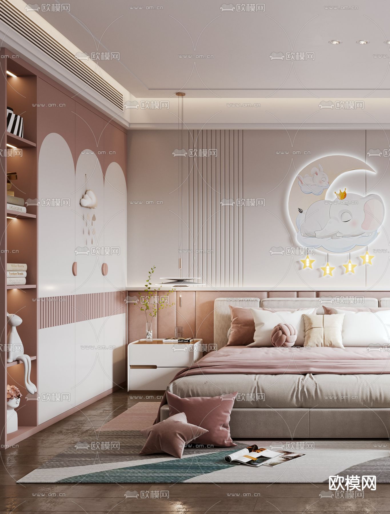 儿童房 女孩房 小孩房卧室3d模型下载（渲染图2）