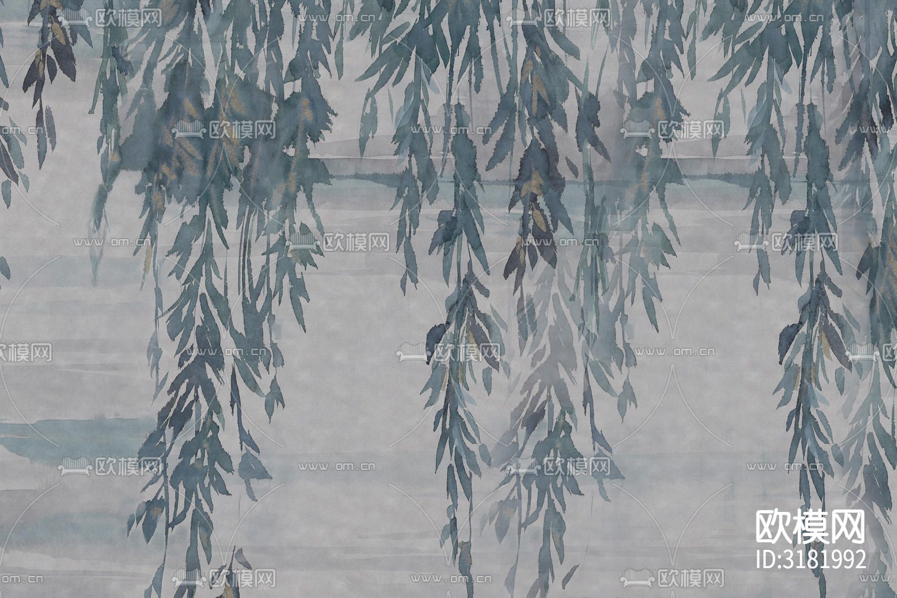 水墨柳条壁纸