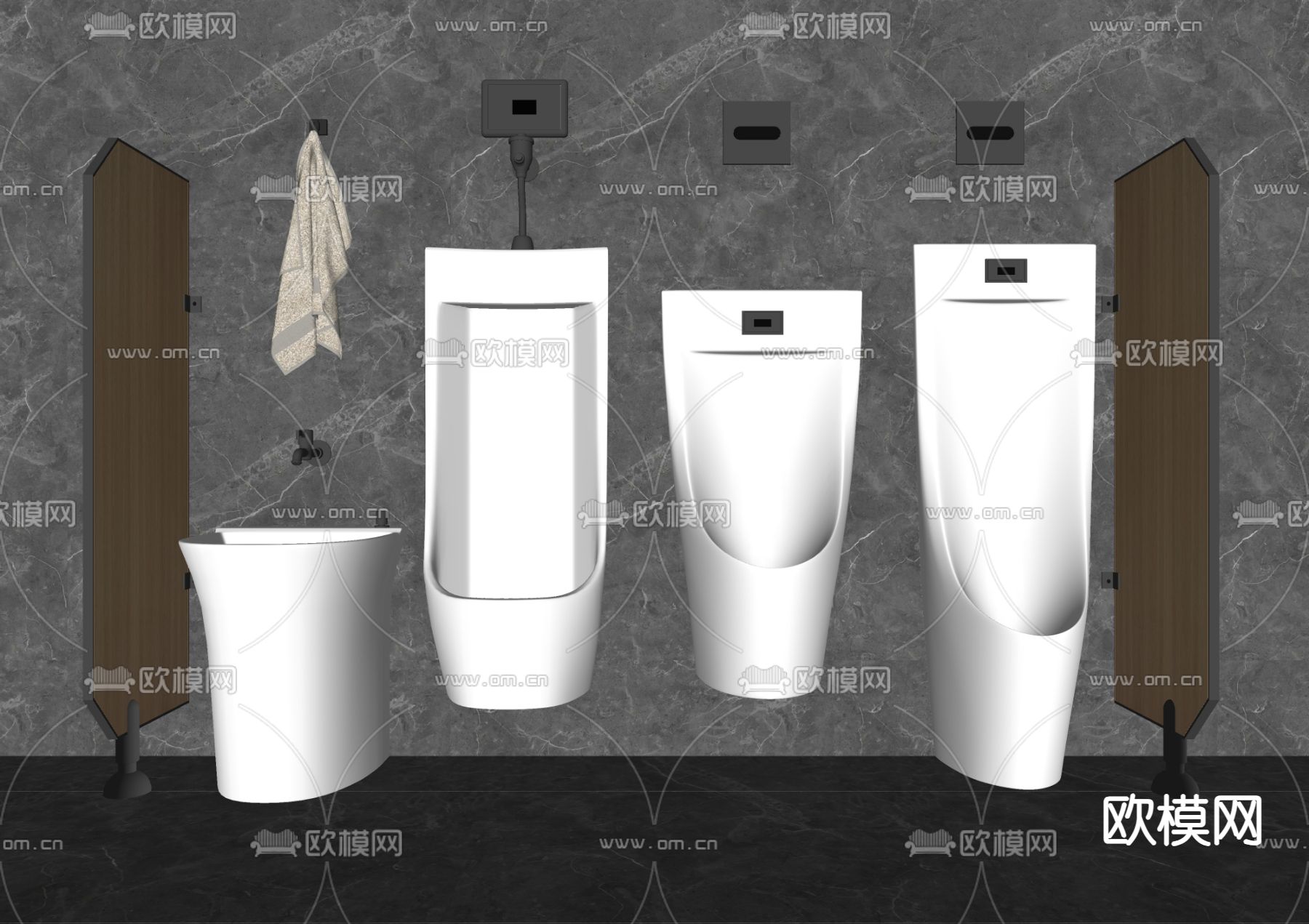 小便斗 立便器 马桶尿斗su模型下载（渲染图1）