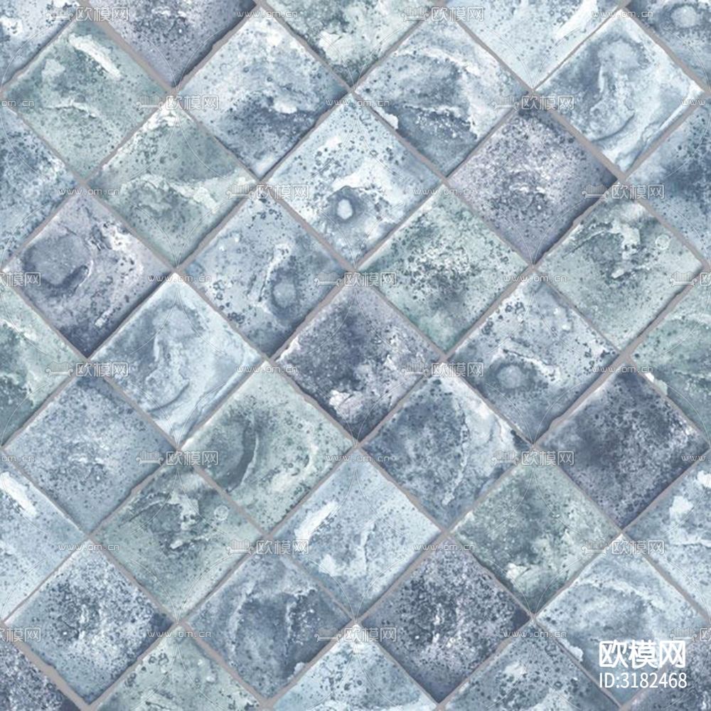 蓝色石材纹小方砖格子砖贴图下载