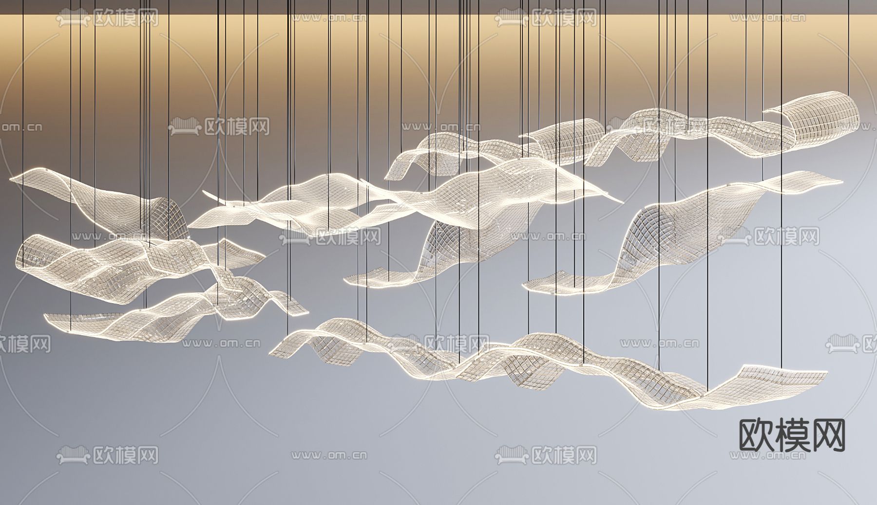 飘带吊灯 水晶灯 工装装饰灯3d模型下载
