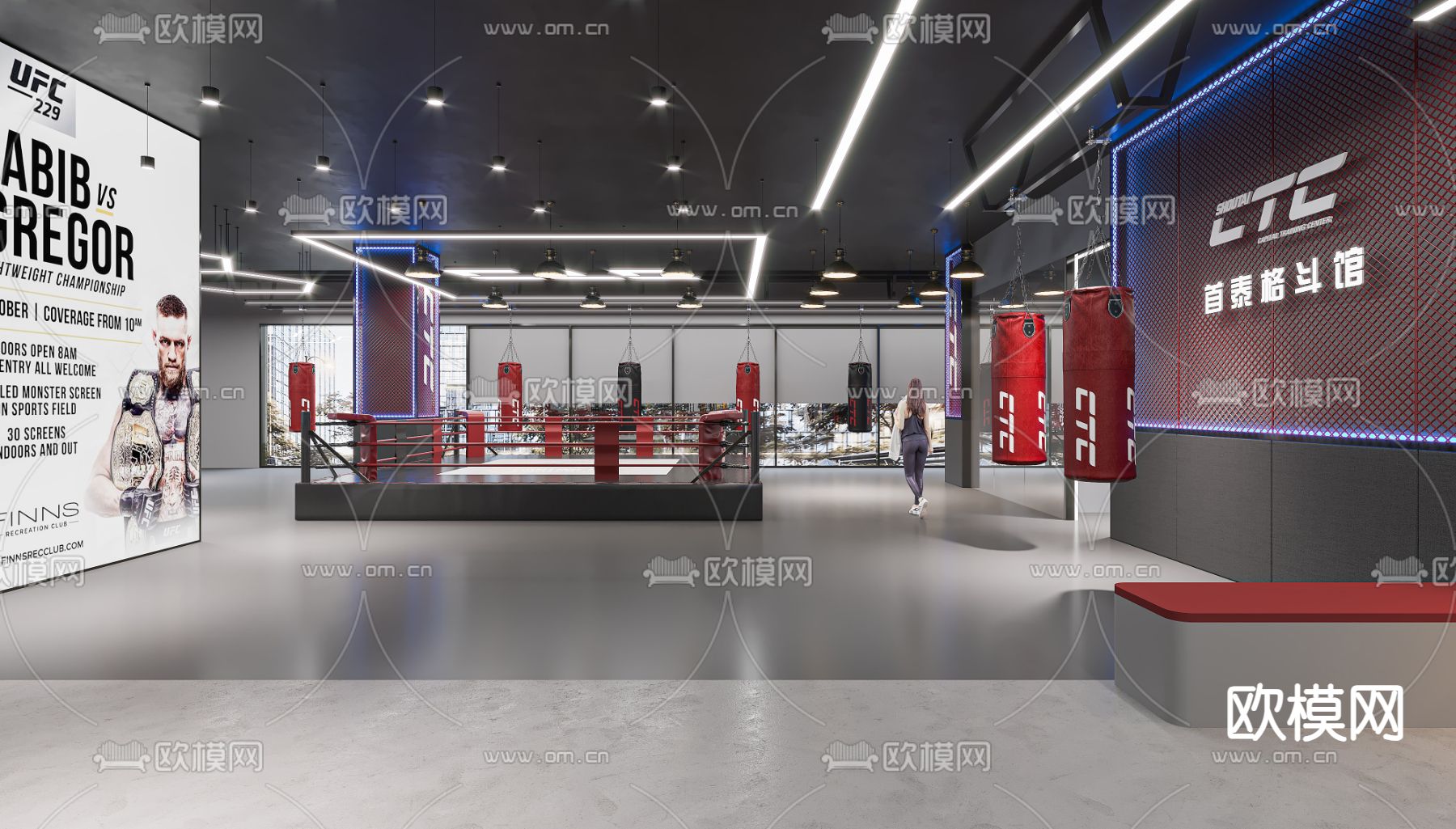 现代格斗馆 健身房3d模型下载（渲染图4）