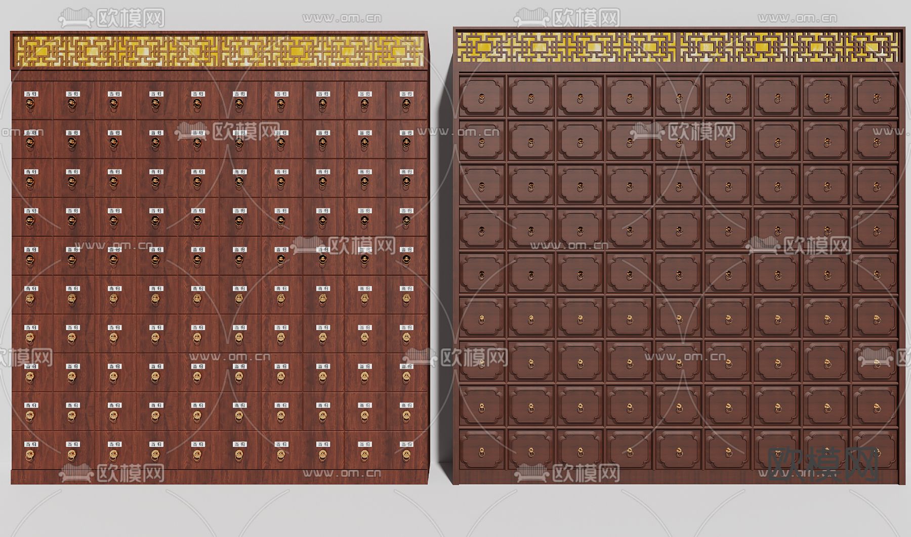 中药柜 中药馆 中医柜su模型下载（渲染图2）