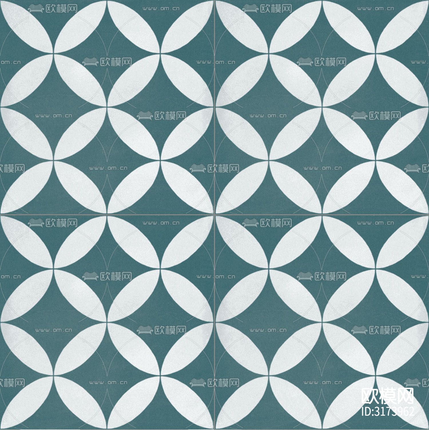 绿色现代简约花砖贴图下载（渲染图2）