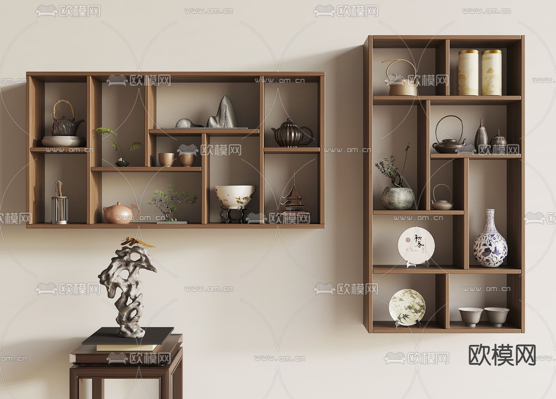 新中式置物架su模型下载（渲染图2）