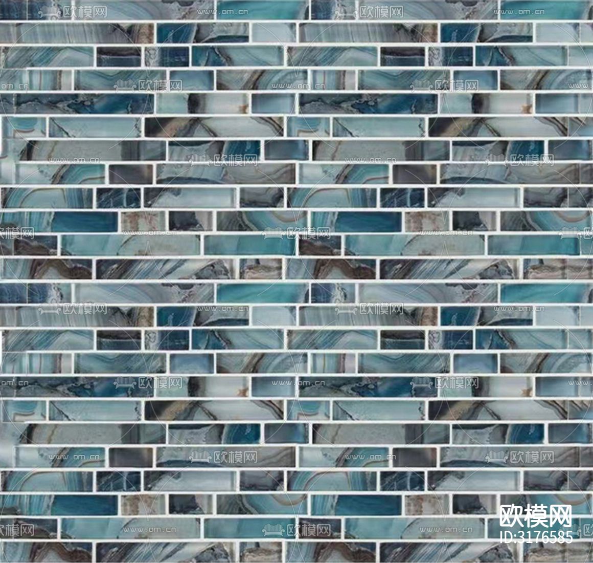 蓝色玻璃马赛克厨卫砖贴图下载（渲染图2）