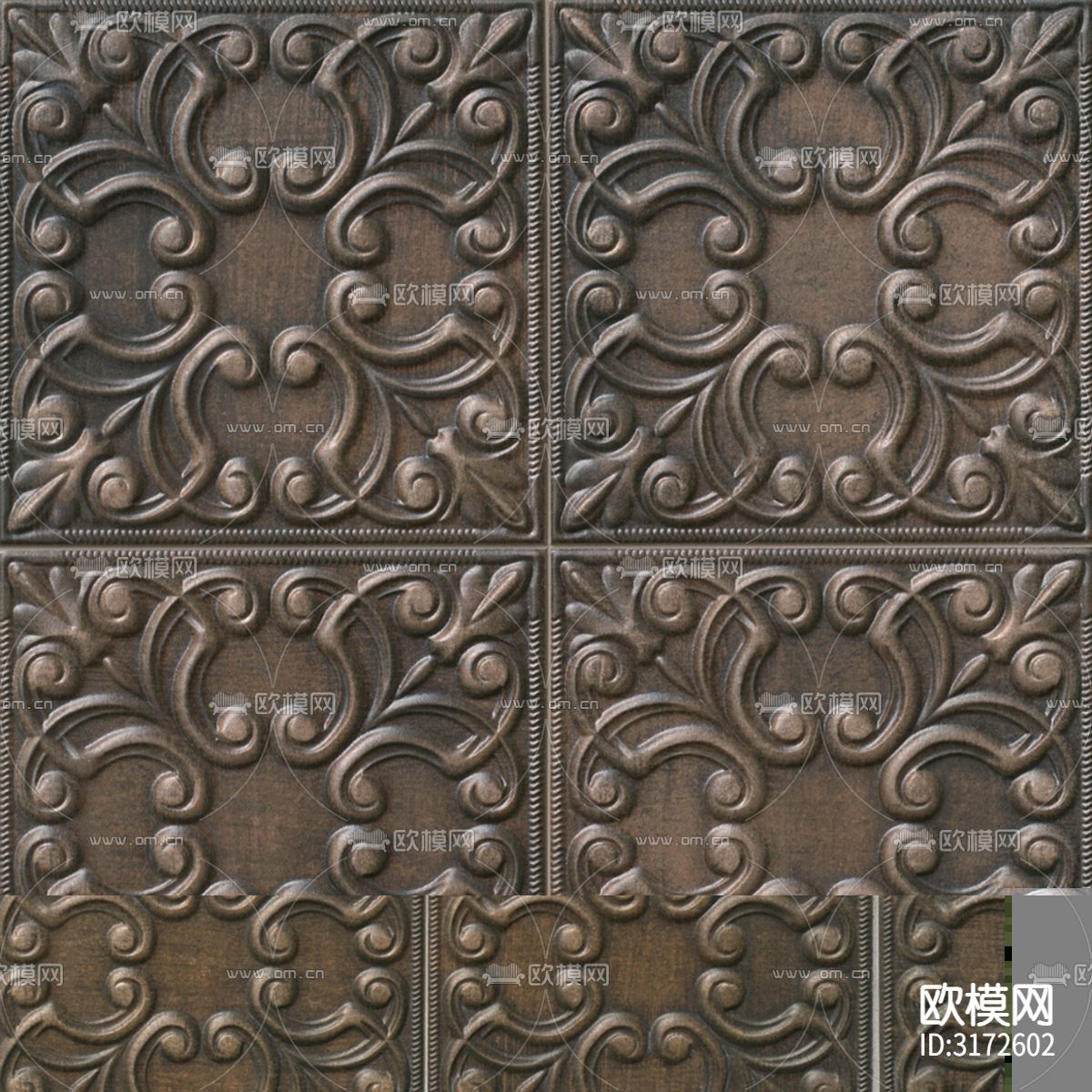 古铜色浮雕花砖贴图下载