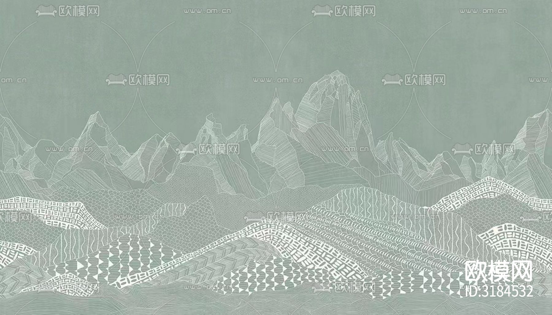 新中式彩绘壁纸工笔画下载（渲染图3）