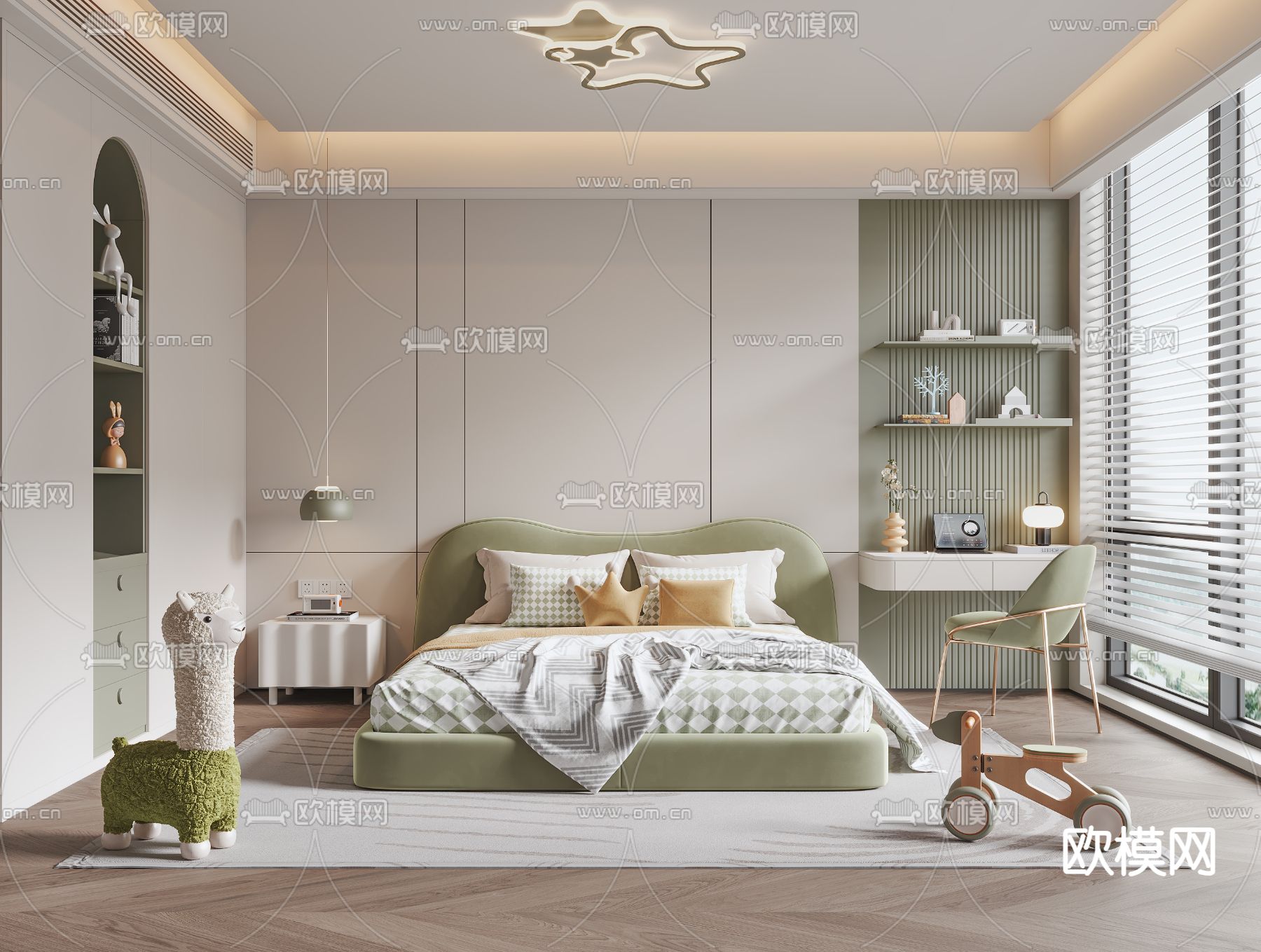 现代儿童房 男孩房3d模型下载