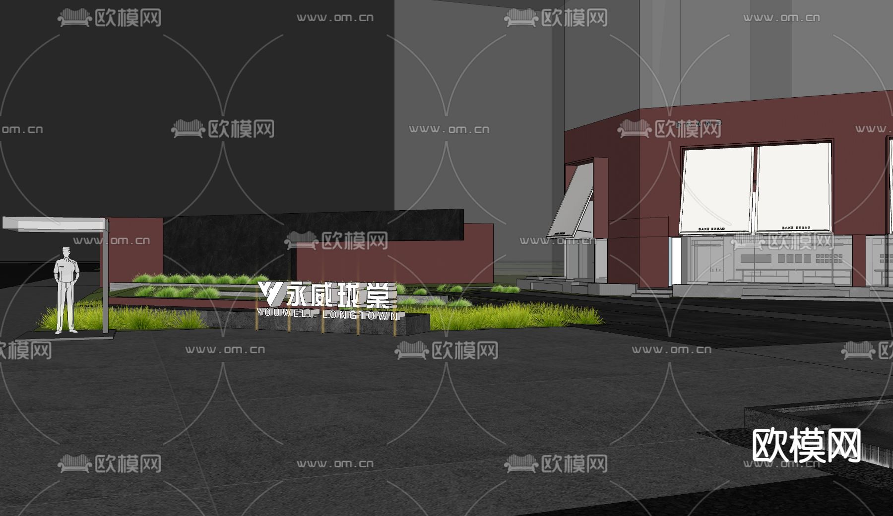 示范区景观 售楼部景观su模型下载