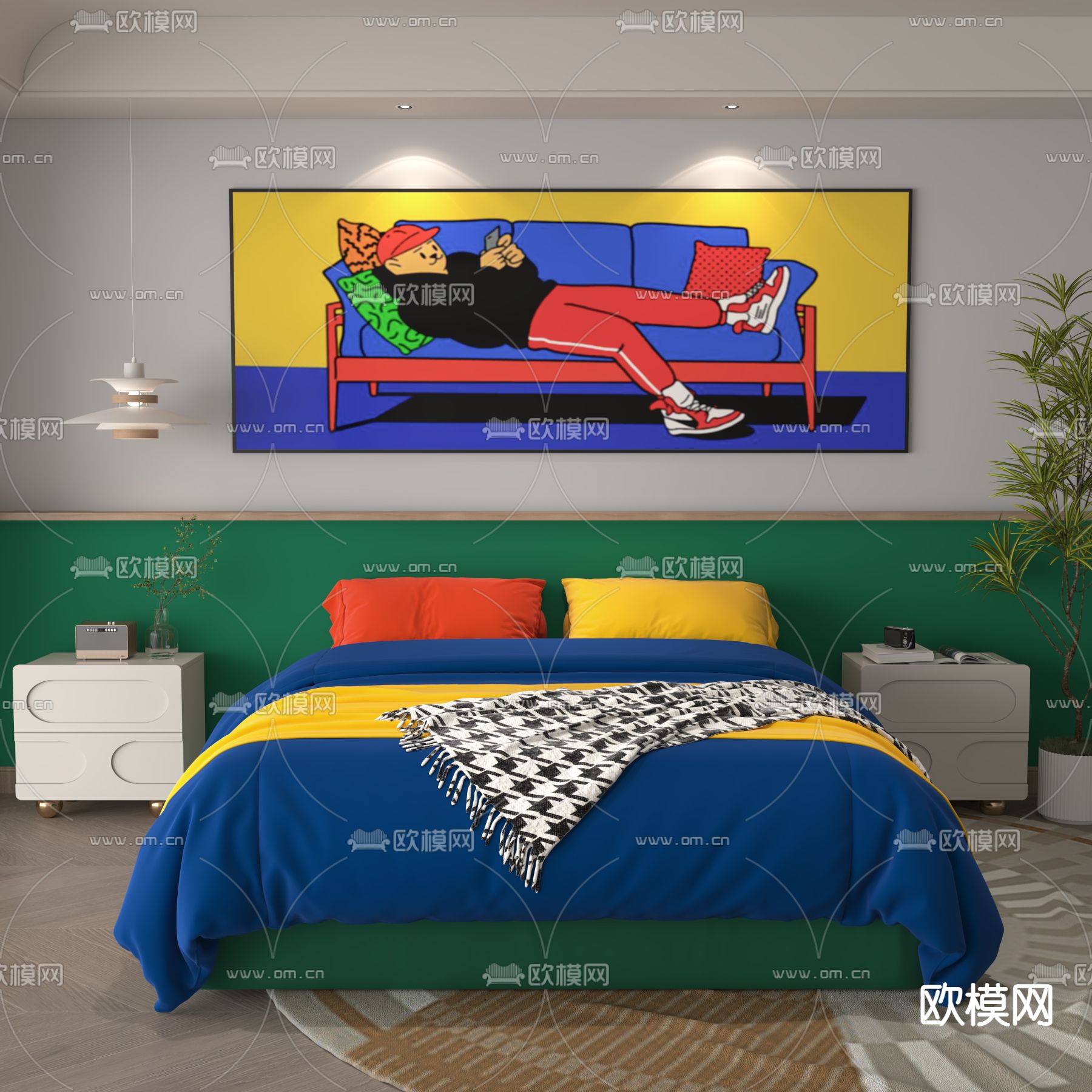 孟菲斯卧室 男孩房3d模型下载