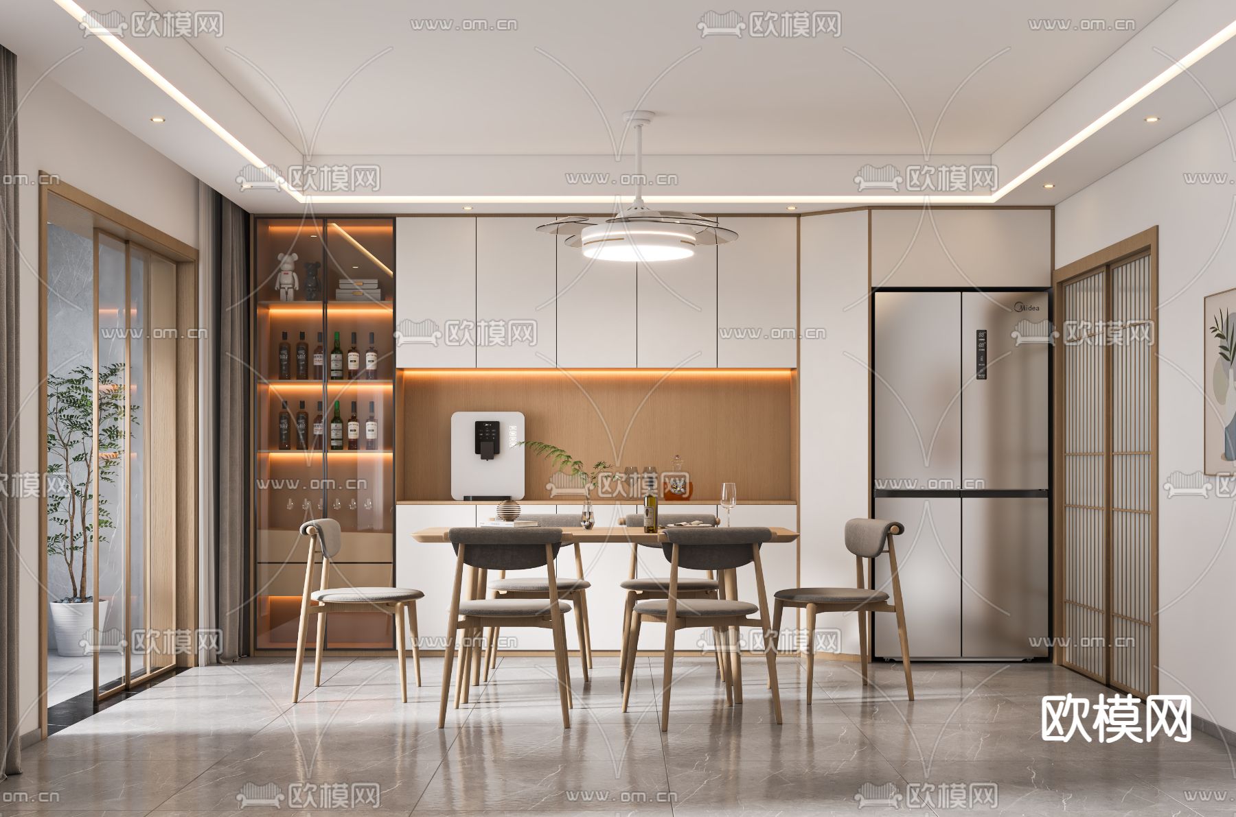 北欧餐厅3d模型下载