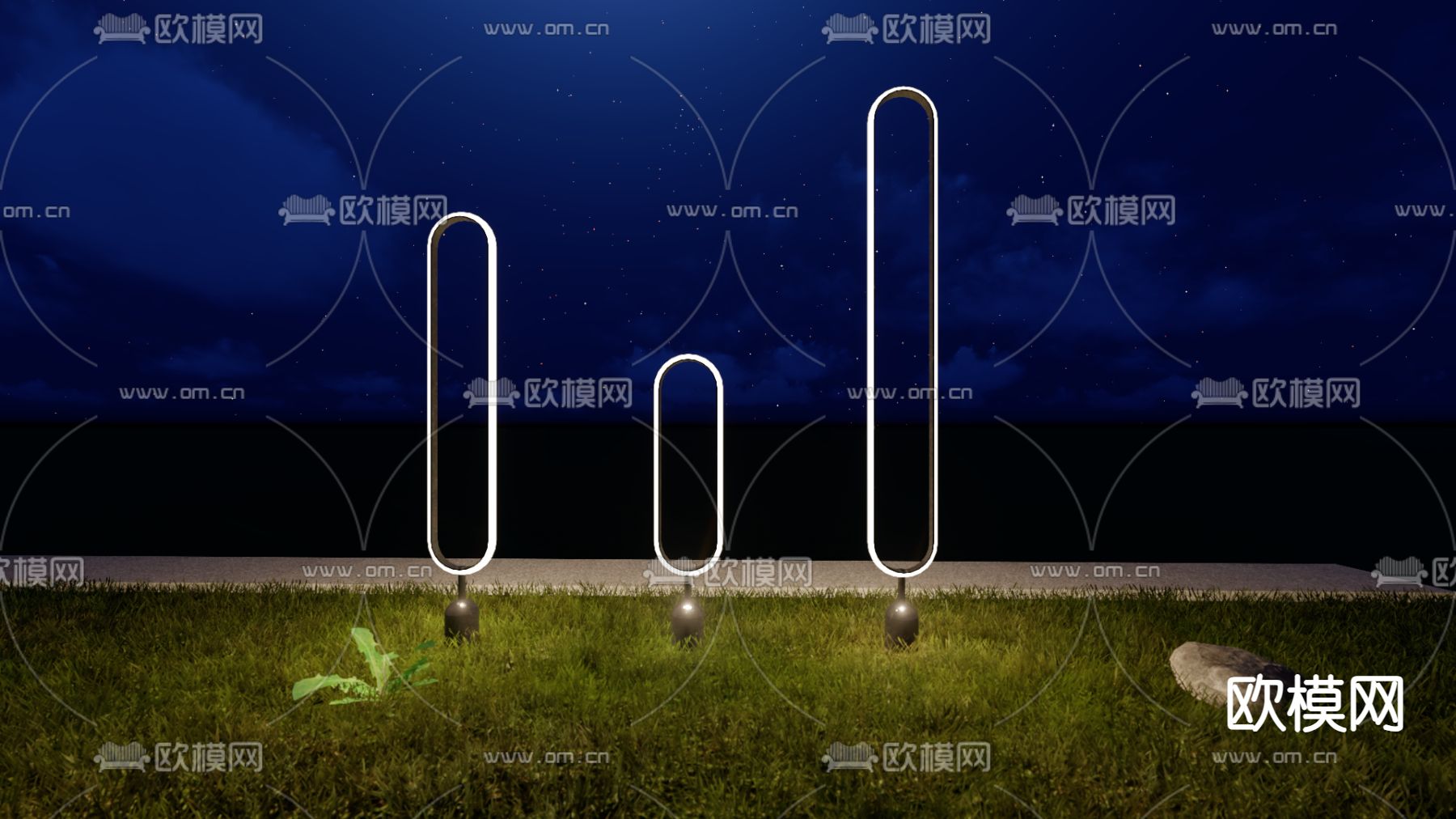 现代庭院灯su模型下载（渲染图2）