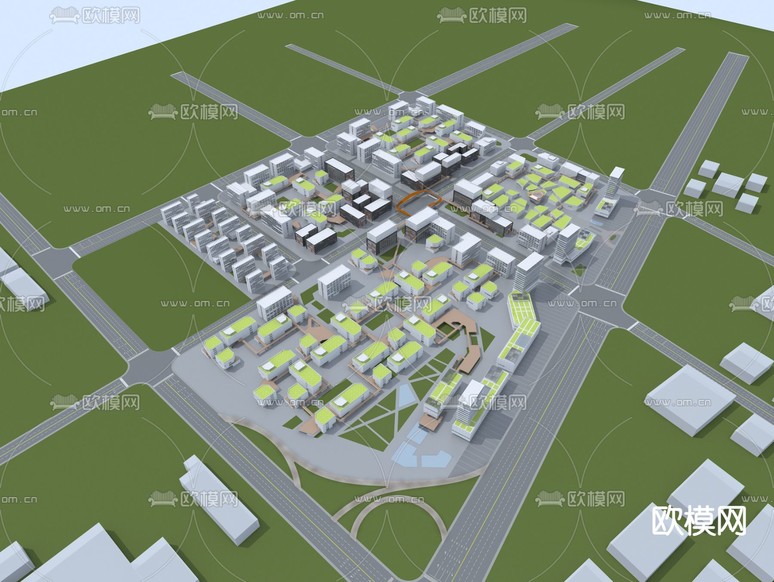 产业园 创业园鸟瞰3d模型下载