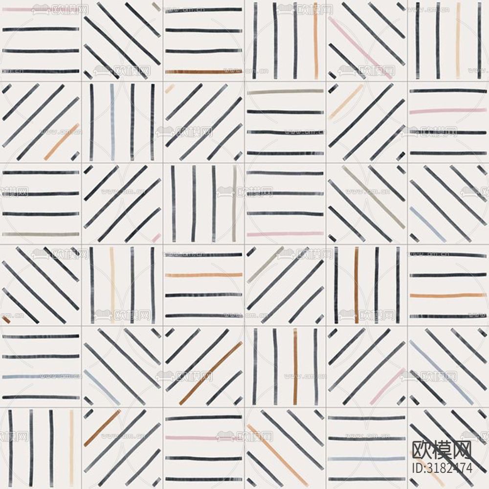 白色现代简约花砖贴图下载