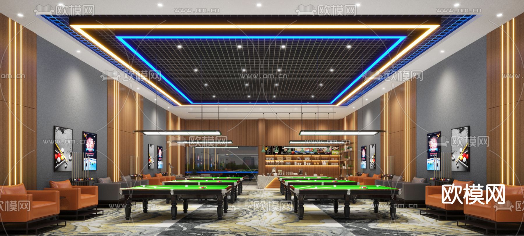 台球室3d模型下载（渲染图2）