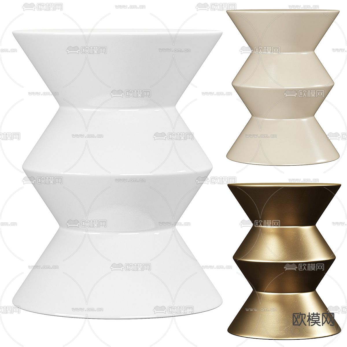 现代边几 圆几3d模型下载（渲染图1）