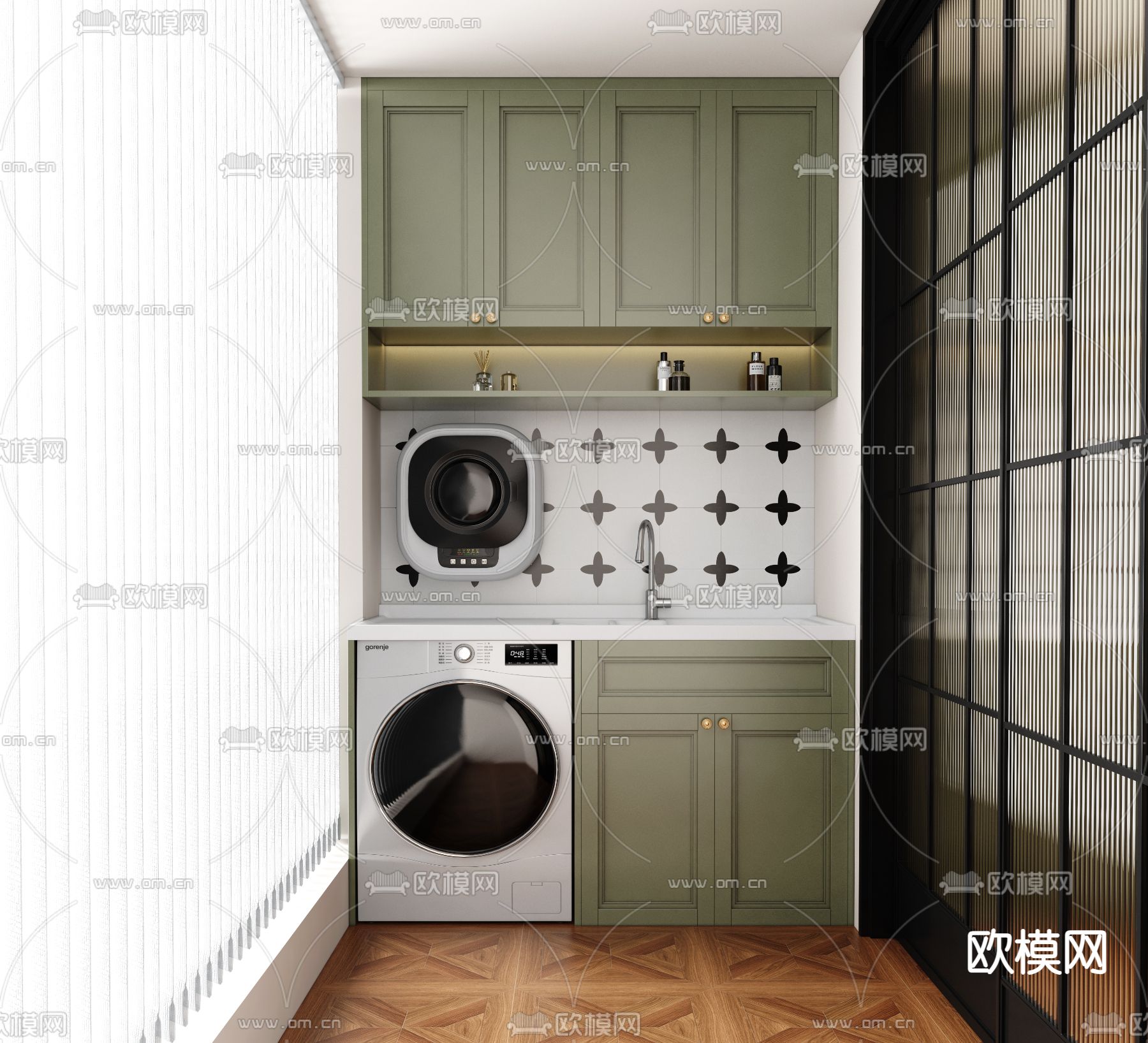 法式洗衣房su模型下载（渲染图2）