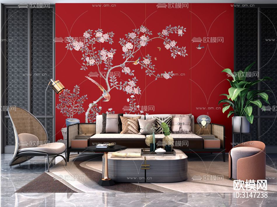 ZX24008新中式花鸟壁纸