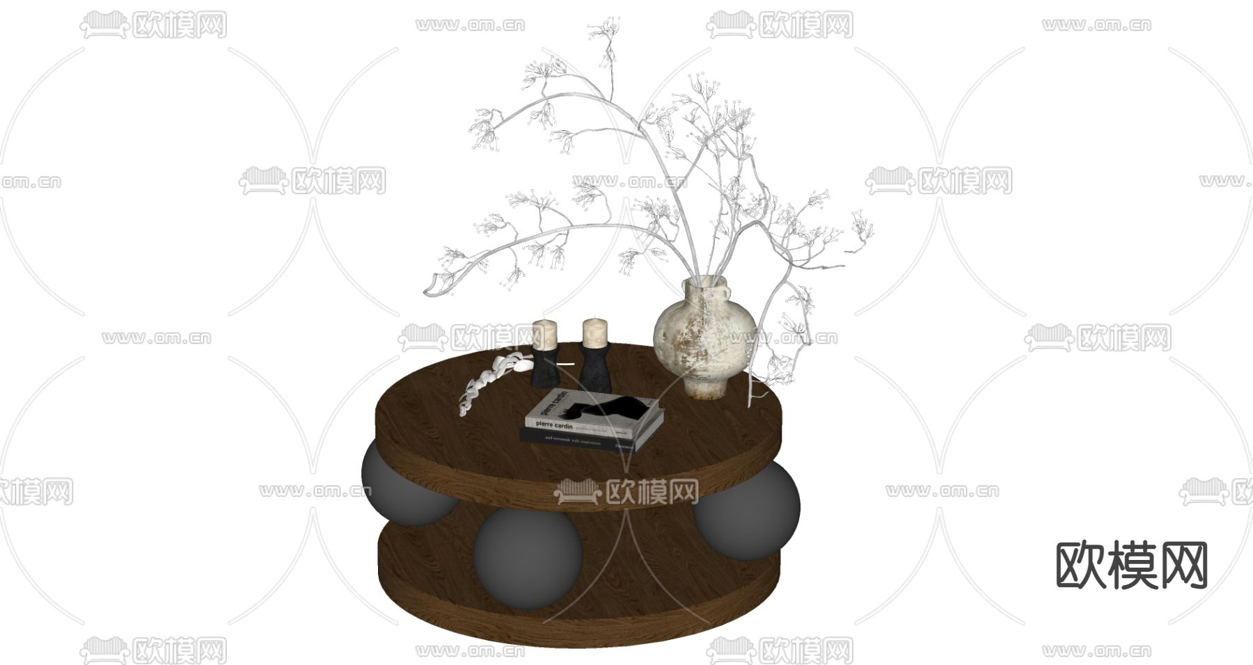中古风茶几su模型下载（渲染图2）