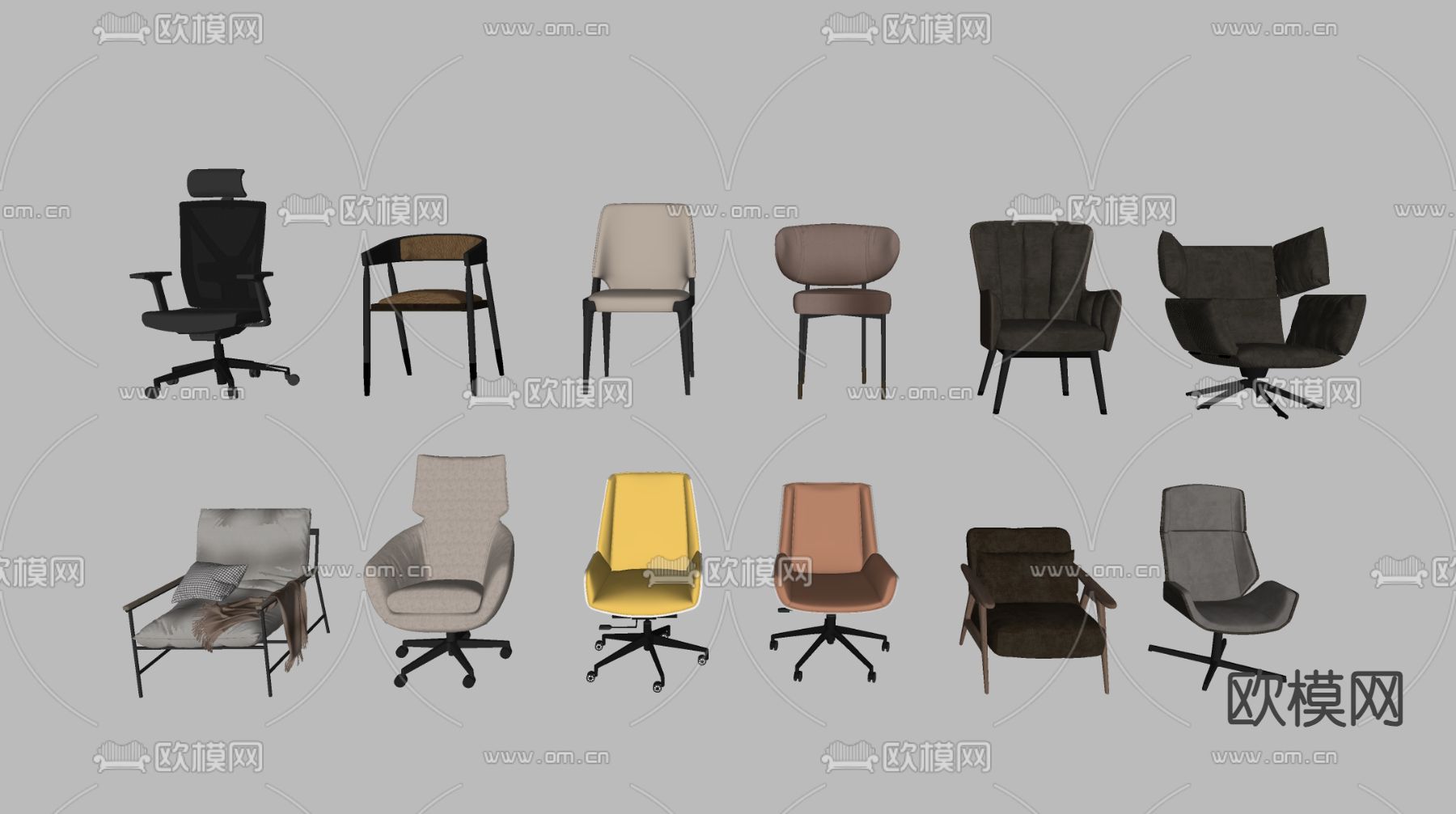 现代椅子 单椅 餐椅su模型下载（渲染图2）