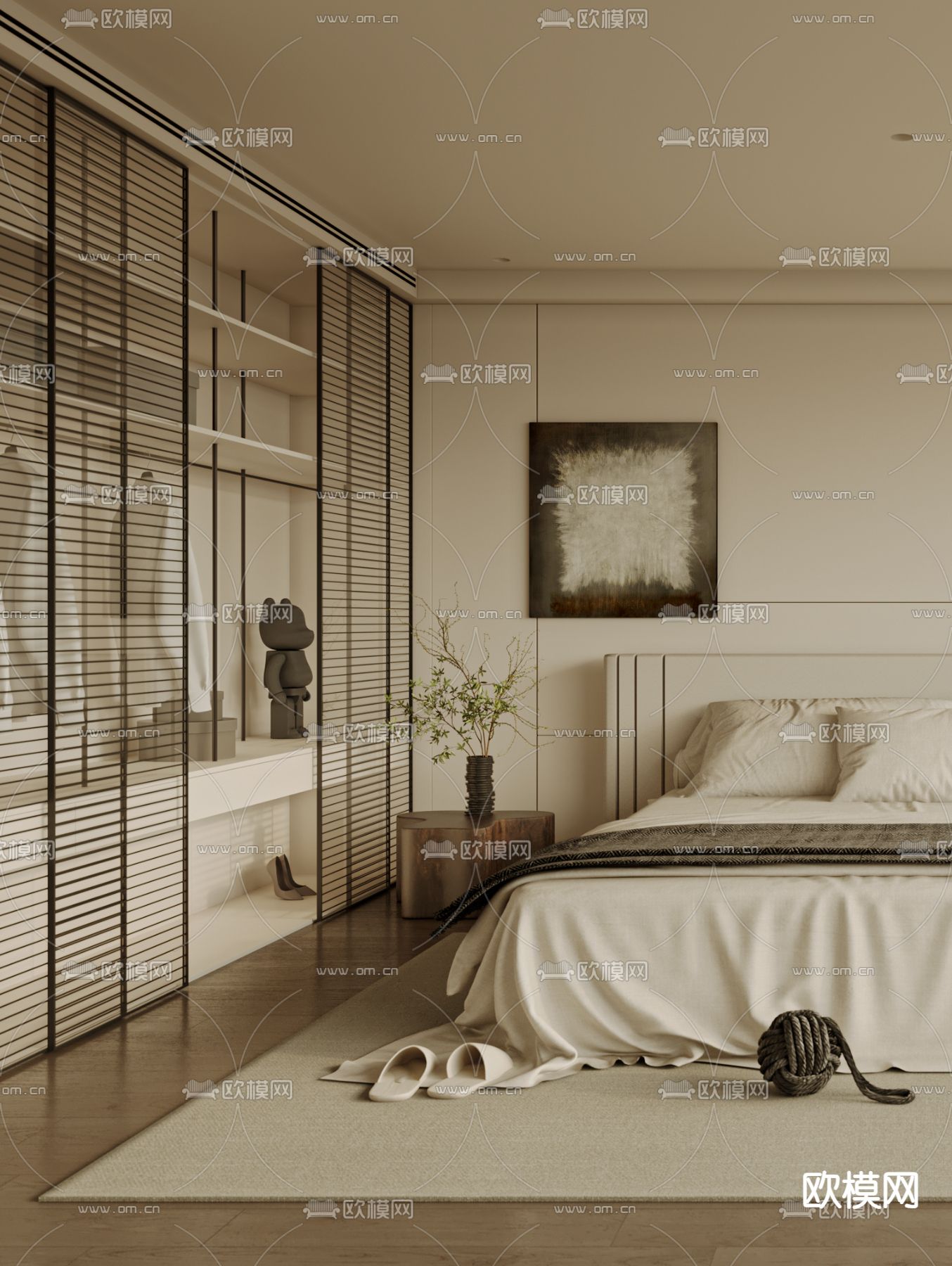 侘寂卧室 主卧 主人房3d模型下载（渲染图3）