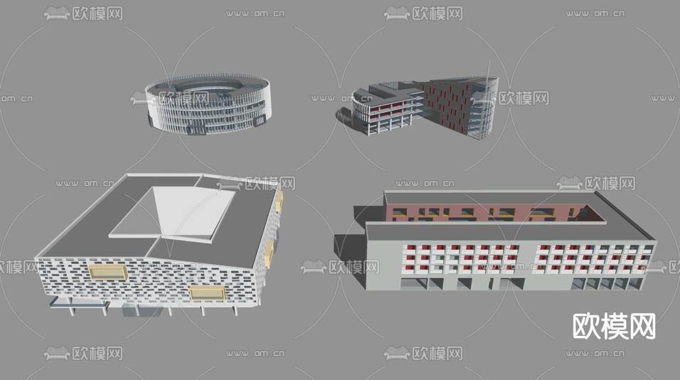 单体建筑 办公楼外观 su模型下载(渲染图2)