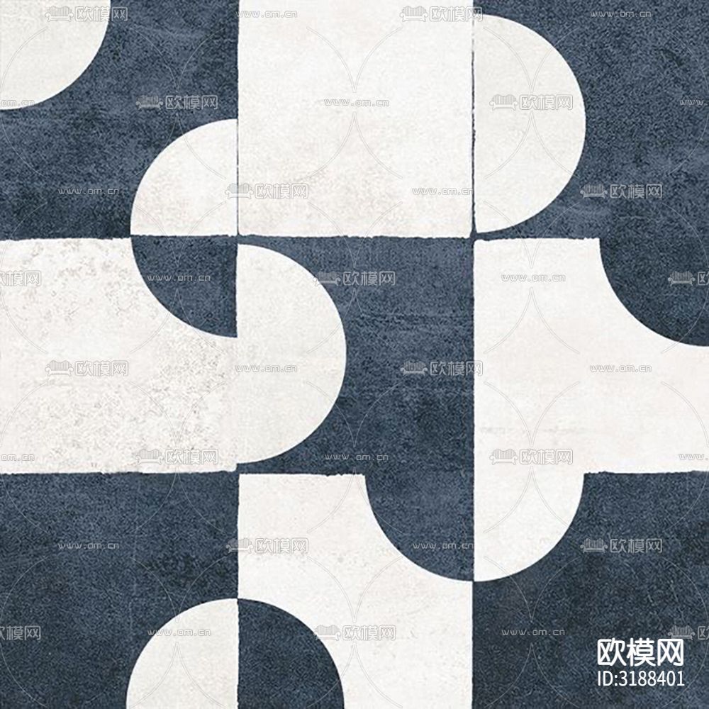 黑白现代简约花砖瓷砖贴图下载