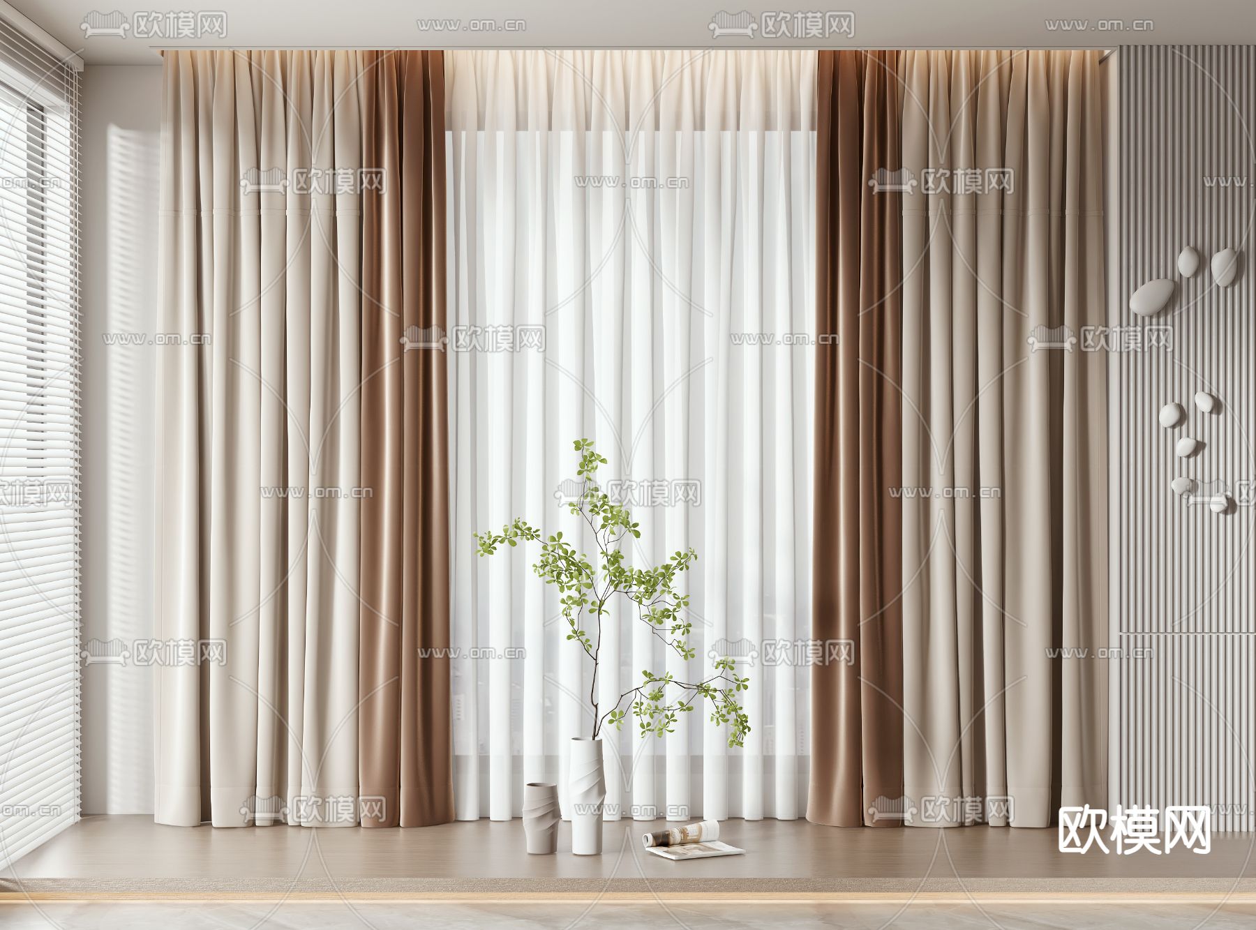 现代窗帘3d模型下载