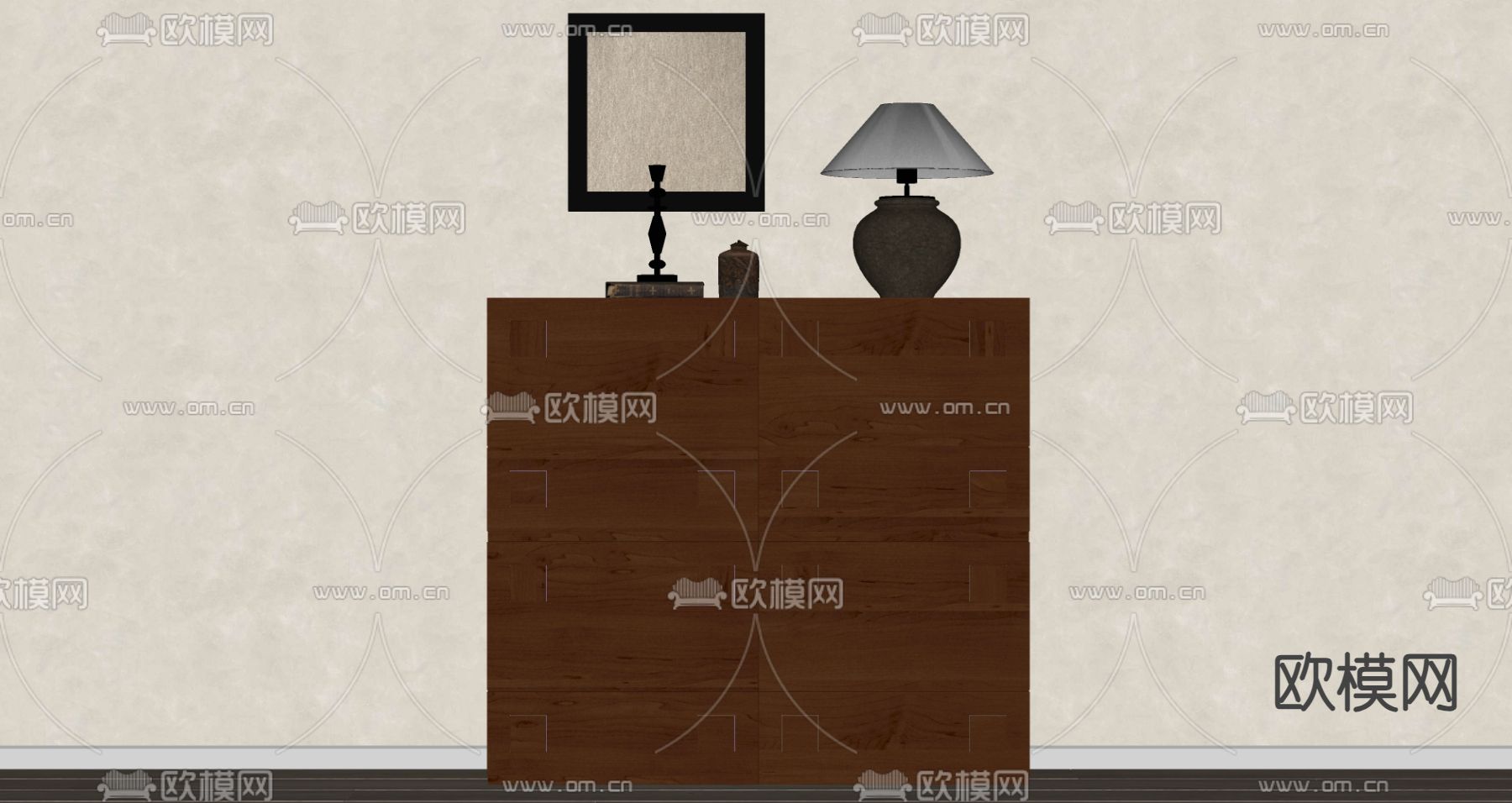 中古风储物柜 斗柜su模型下载（渲染图2）