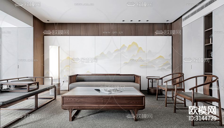 GC24031山水 抽象 金箔壁纸下载（渲染图9）