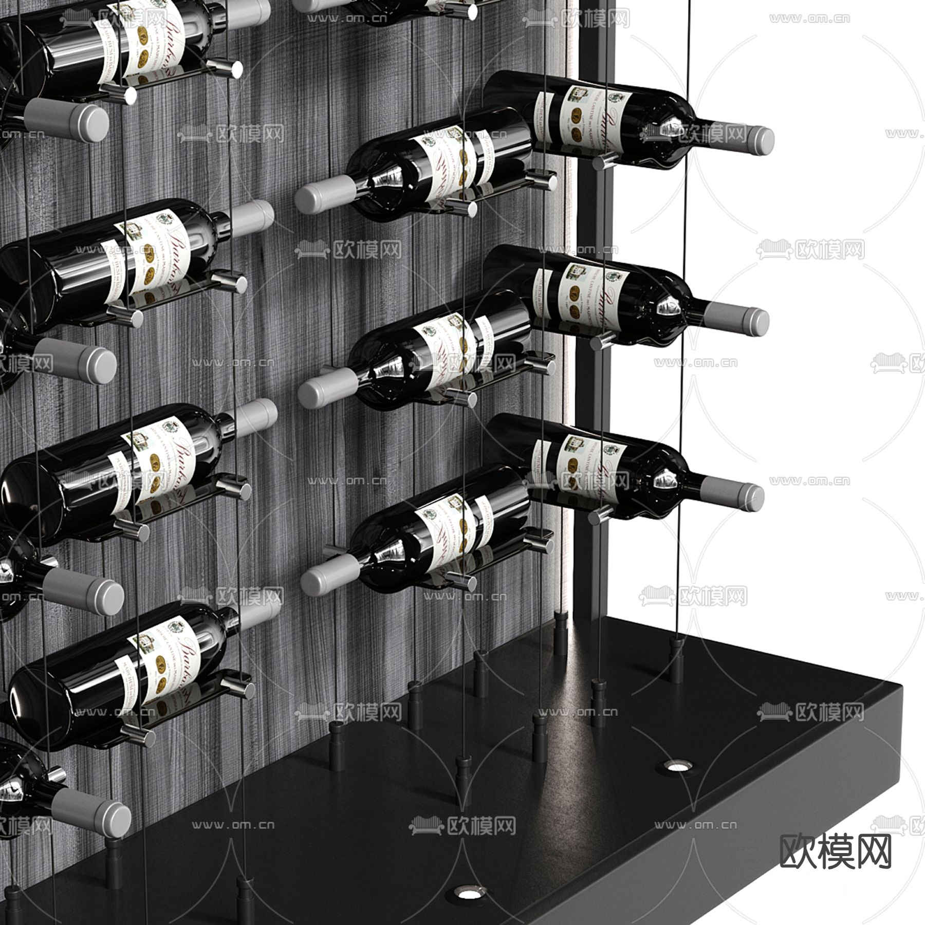 高级灰酒架 红酒架3d模型下载（渲染图2）