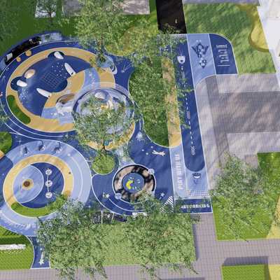  现代海洋主题儿童乐园 儿童活动游乐区su模型 