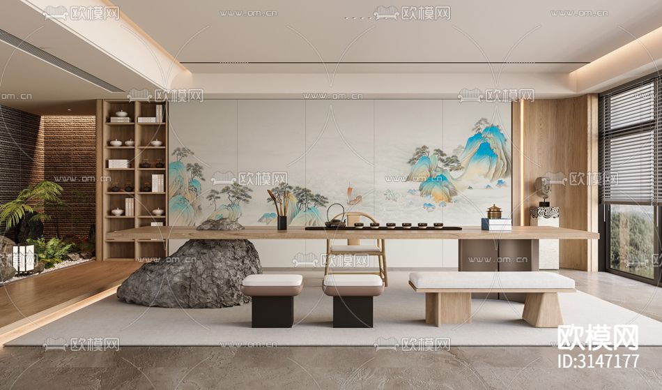 ZX24001山水 船 松树壁纸