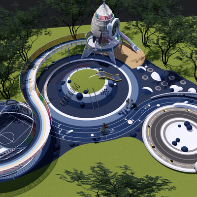  星空儿童乐园滑梯 游乐场su模型 