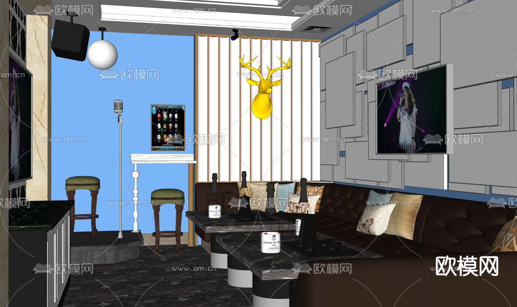 现代KTV包间su模型下载（渲染图1）