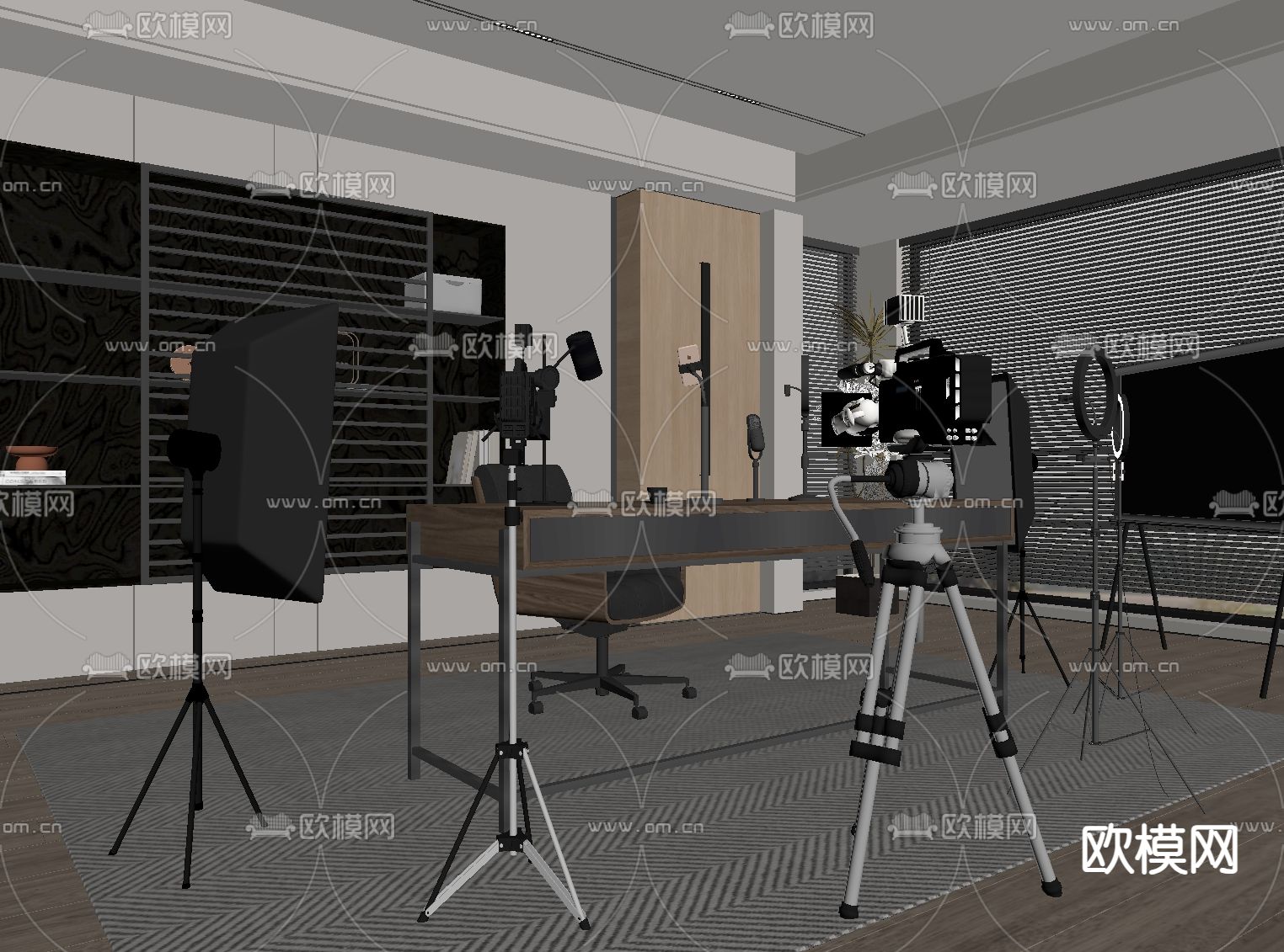 直播间 直播工作室su模型下载（渲染图1）