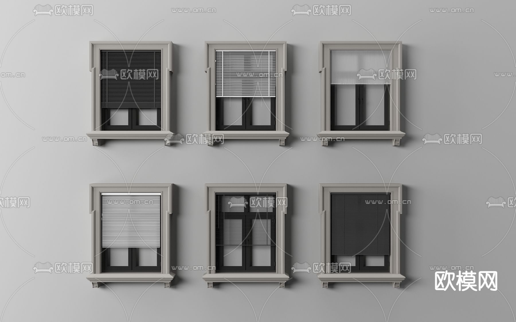现代百叶帘 遮阳帘 窗户 窗帘su模型下载（渲染图1）