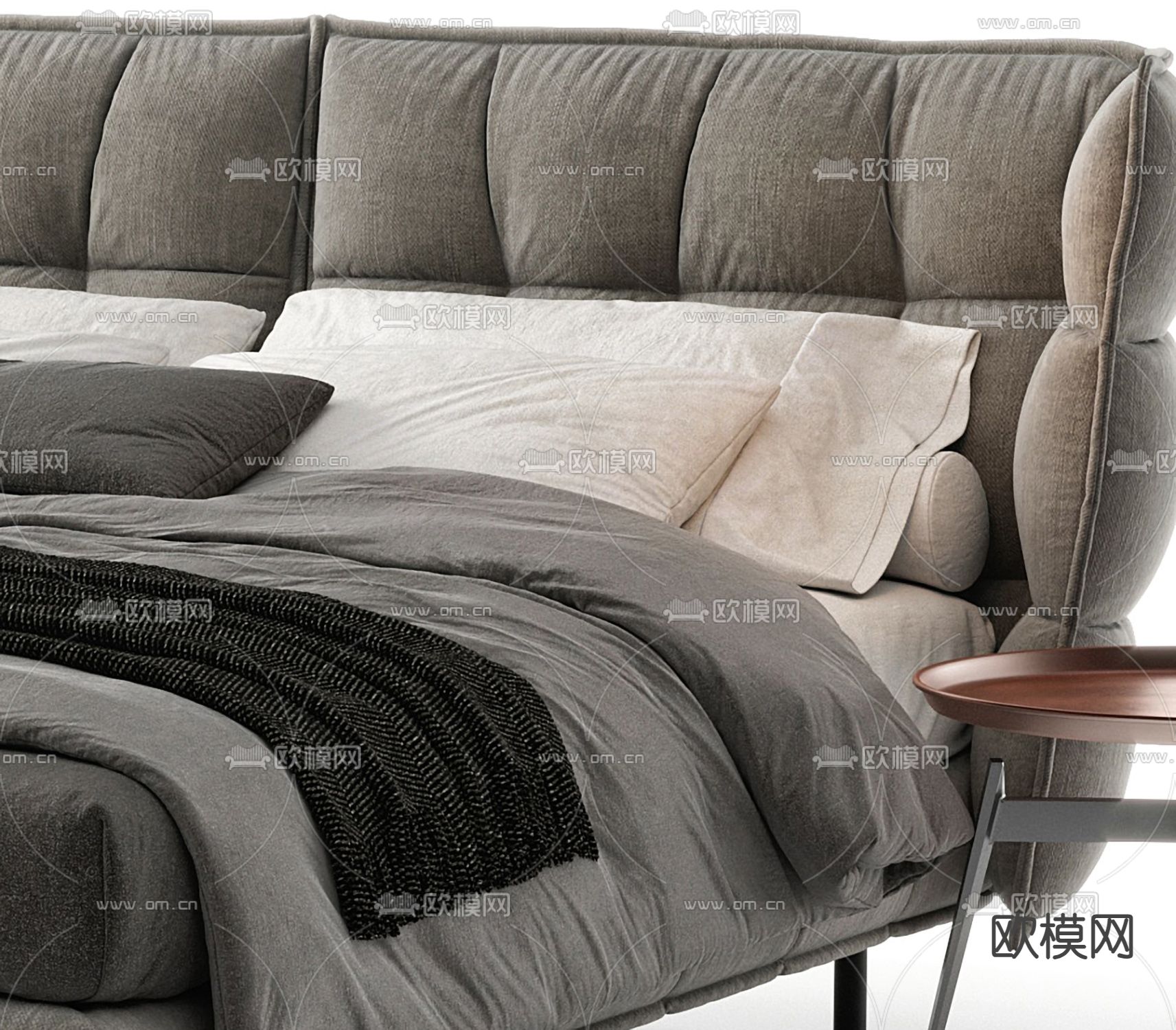 B&B 现代双人床3d模型下载（渲染图2）