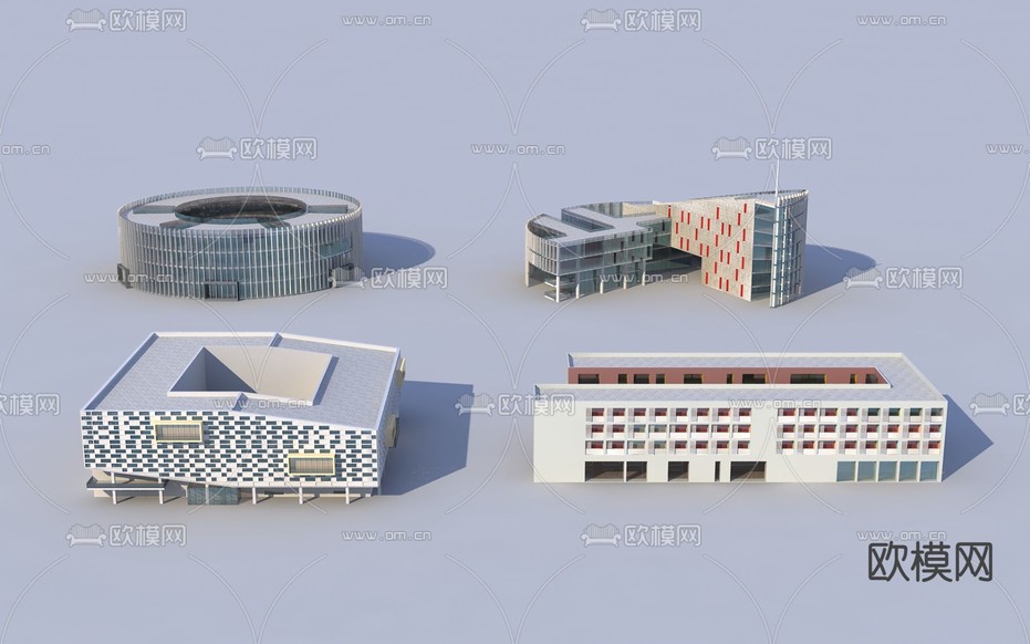单体建筑 办公楼外观 su模型下载(渲染图1)