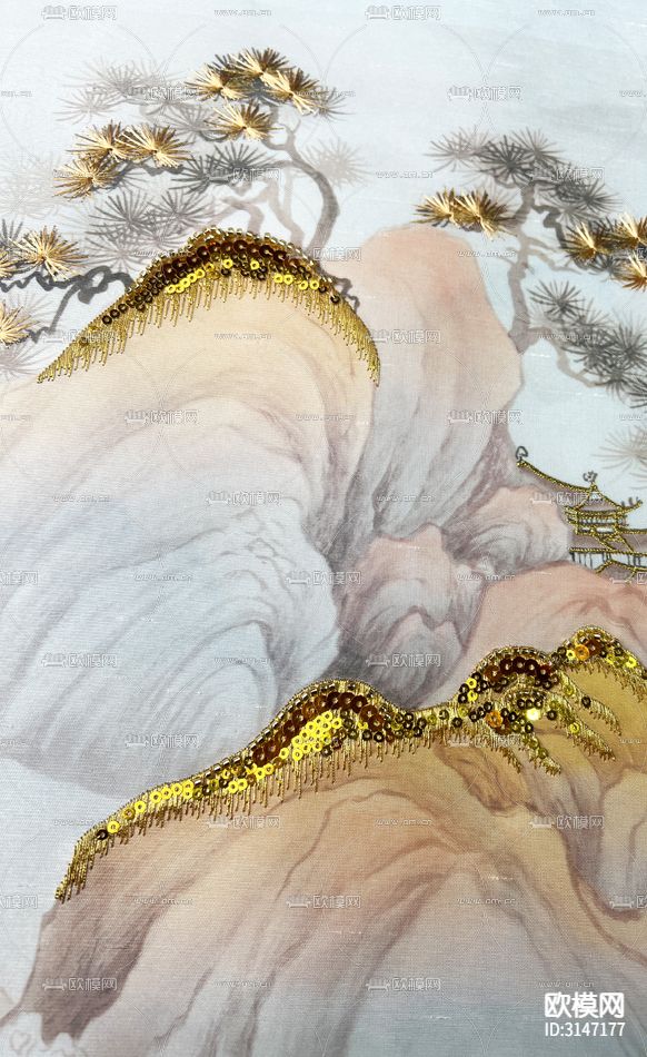 ZX24001山水 船 松树壁纸