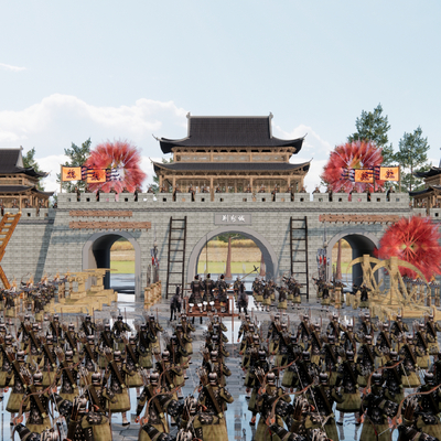  中式古城楼 战争攻城 关隘su模型 