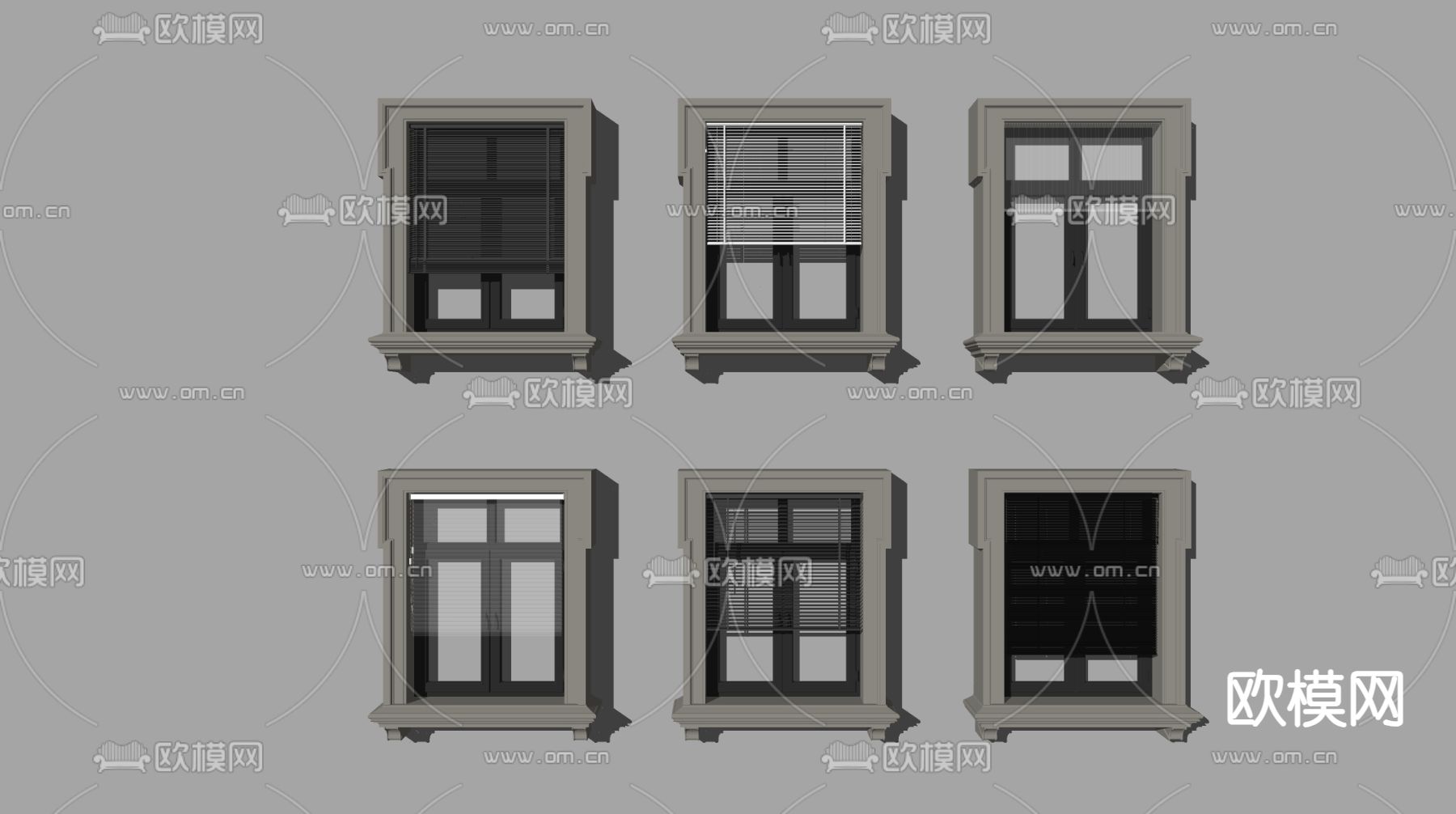 现代百叶帘 遮阳帘 窗户 窗帘su模型下载（渲染图2）
