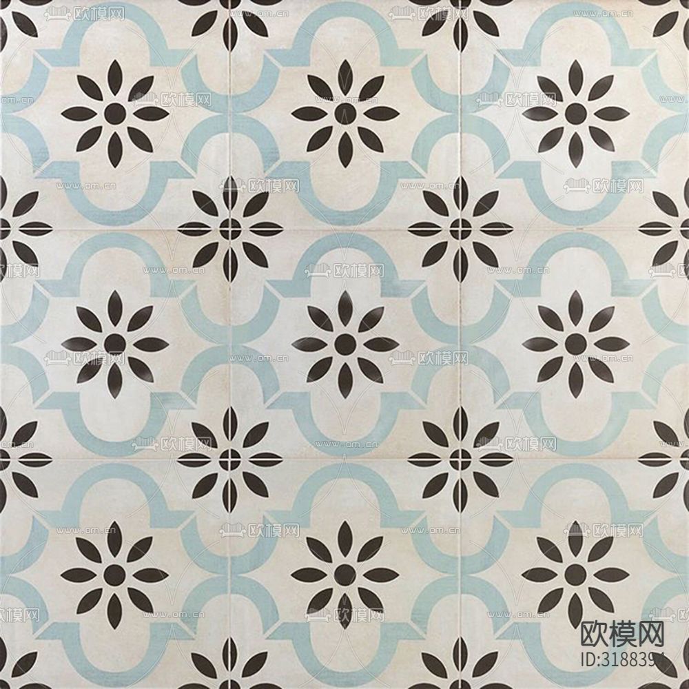 灰色现代简约花砖瓷砖贴图下载