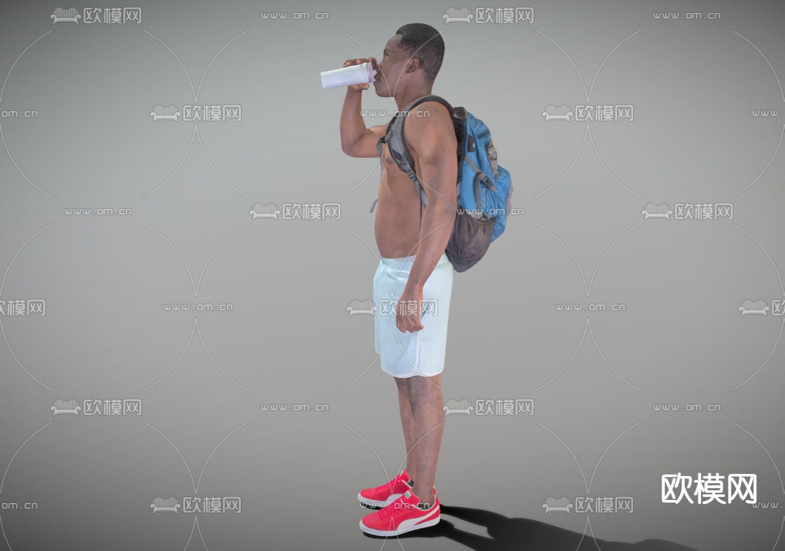 运动男人 喝水的人 健身的人su模型下载（渲染图2）