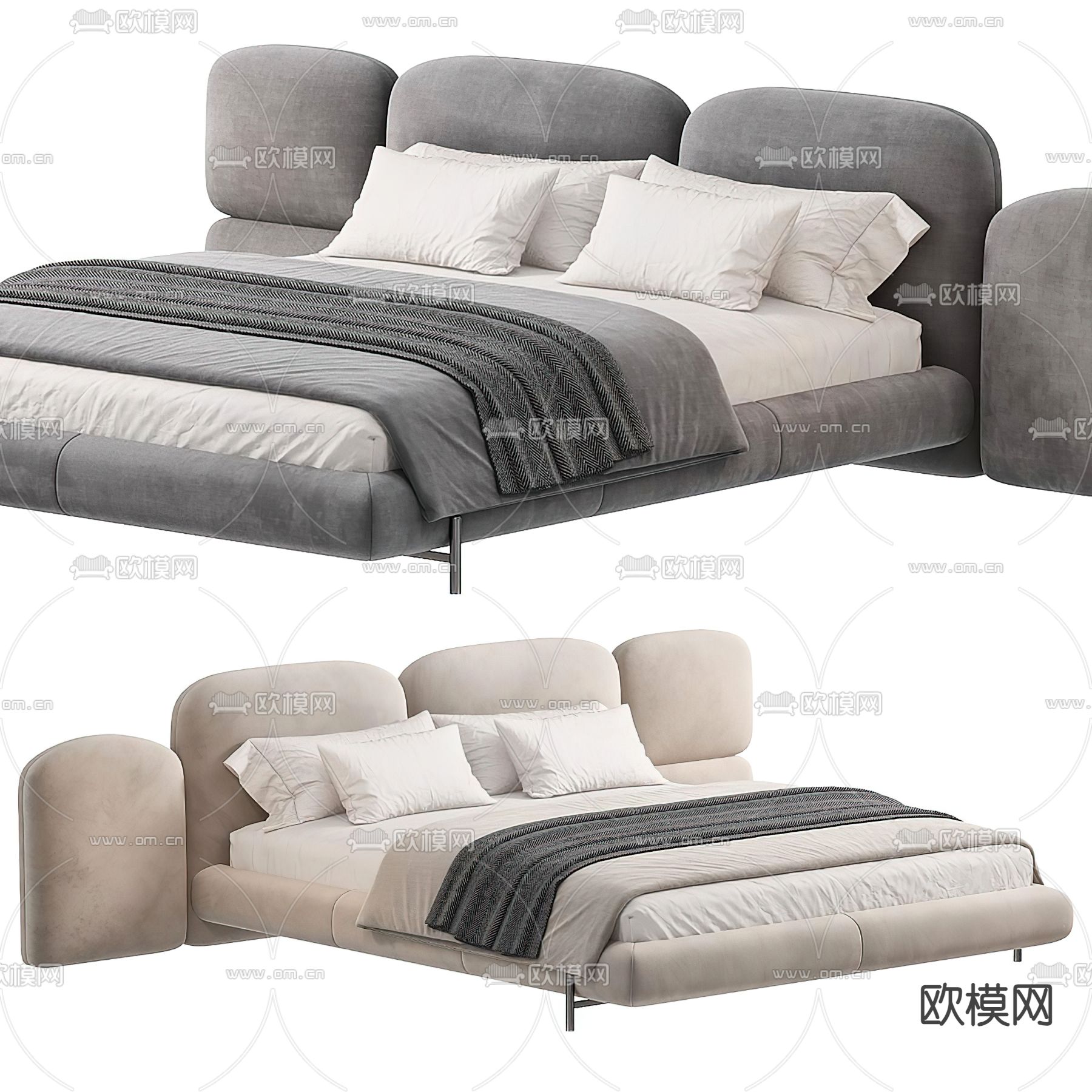 Poliform 布艺双人床3d模型下载