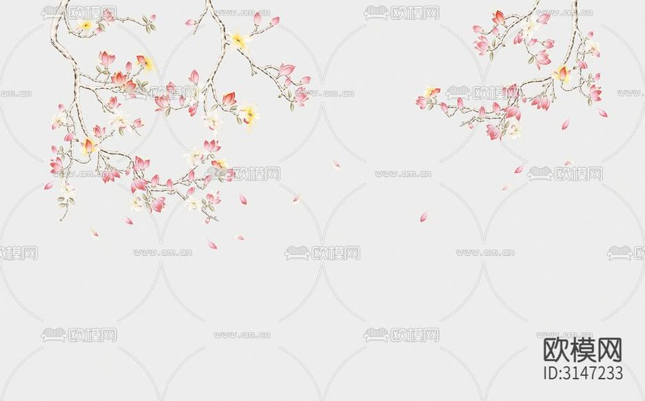 ZX24007花鳥 玉蘭壁紙下載(渲染圖5)